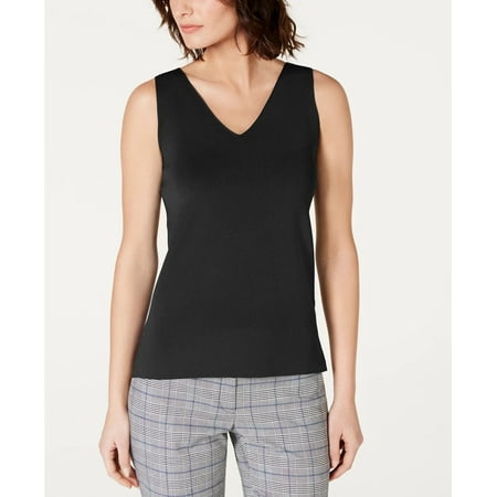 Anne Klein Women's Double V Neck Sweater Tank Size Black Size X-Large
