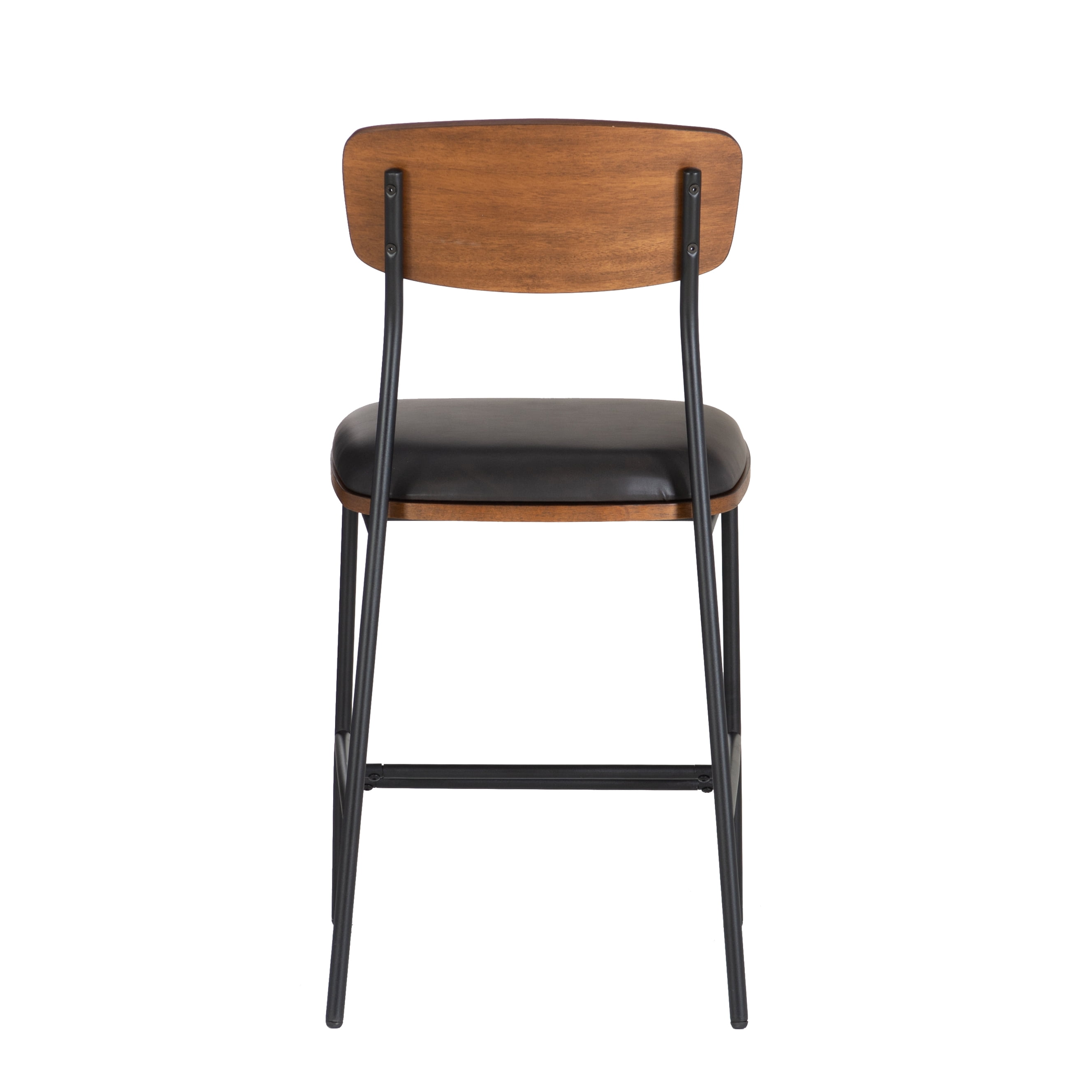 Linon Ryder Counter Stool Espresso Faux Leather Padded Seat Steel Frame in Black