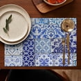 thumbnail image 5 of Blue Ethnic Floral Patchwork Pattern Summer Placemats Table Placemats Set Of 4-Linen Kitchen Washable Placemats Table Mats 11.8"x17.7" Non-Slip Heat Resistant, 5 of 6