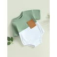 thumbnail image 3 of Bagilaanoe Newborn Baby Girl Boy Rompers Contrast Color Short Sleeve Bodysuits 3M 6M 12M 18M 24M Infant Casual One Piece Short Jumpsuit, 3 of 8
