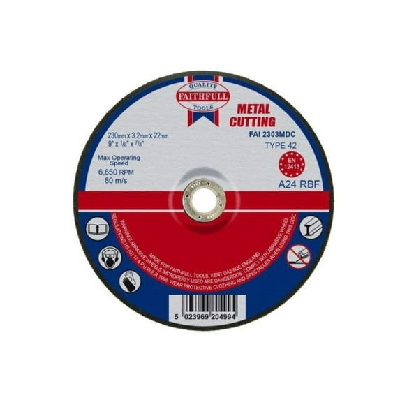 Faithfull - Depressed Centre Metal Cutting Disc 230 x 3.2 x 22.23mm