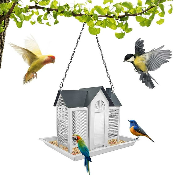 Squirrel Proof Bird Feeders on Clearance, Swingss House Metal House Bird Feeder Yard Squirrelss Feeder Outdoor Hanging Decoration