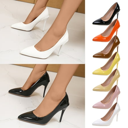 

Fesfesfes White Heels Women Spring And New Fashion Shallow Peep-Toe Pointed Thin Heels Womens Shoes 6(37)