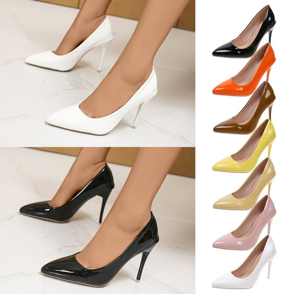 Fesfesfes White Heels Women Spring And New Fashion Shallow Peep-Toe Pointed Thin Heels Womens Shoes 10(44)