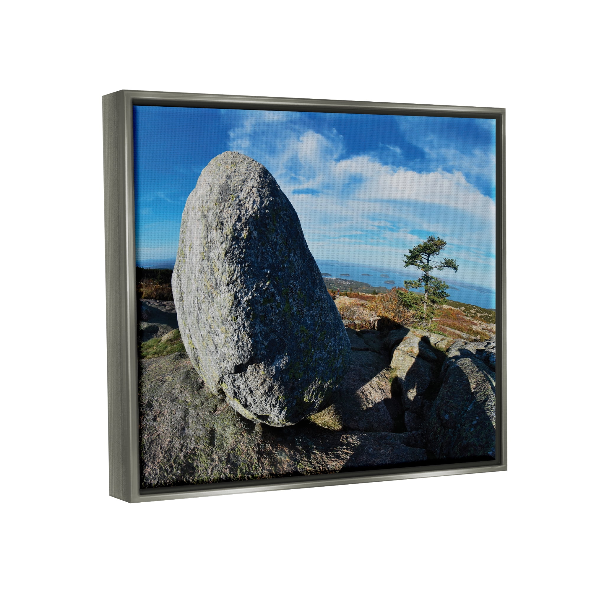 Stupell Industries Mountain View Landscape Nature Photography Gray Floater Framed Art Print Wall Art, 21 x 17