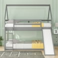 thumbnail image 4 of Harper & Bright Designs Twin Over Twin Floor Bunk Bed, Twin Size House Bunk Bed with Slide, Ladder, Guardrail and Roofs for Bedroom, Grey, 4 of 8