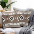 thumbnail image 2 of Throw Pillow Covers 24x24 Inch Set of 2, Brown Boho Waterproof Outdoor Pillow Covers, Farmhouse Aztec Southwest Ethnic Geometric Decorative Cushion Pillowcases for Couch, Sofa, Bed, Garden, Patio, 2 of 9
