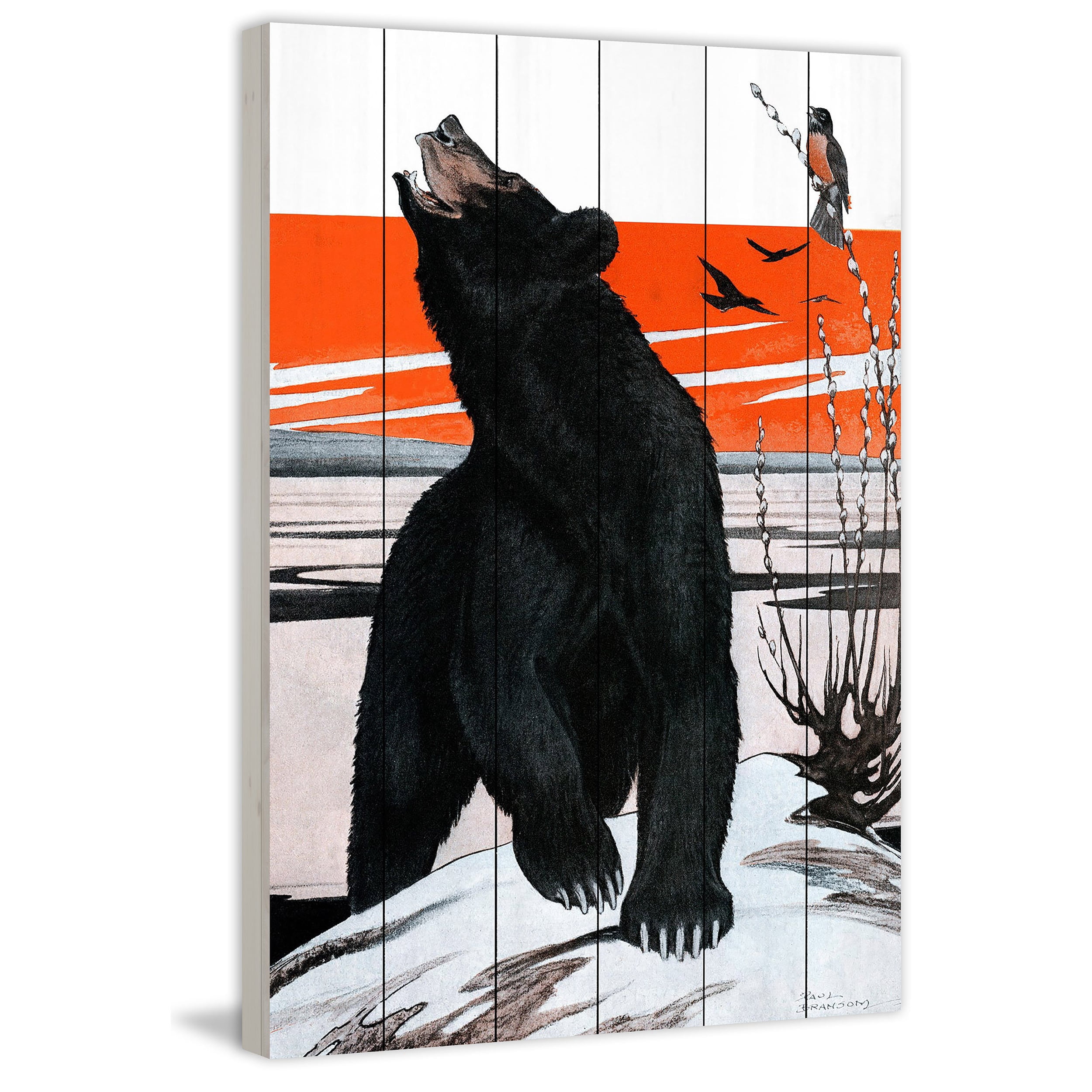 Marmont Hill "Spring Bear" Painting Print on White Wood