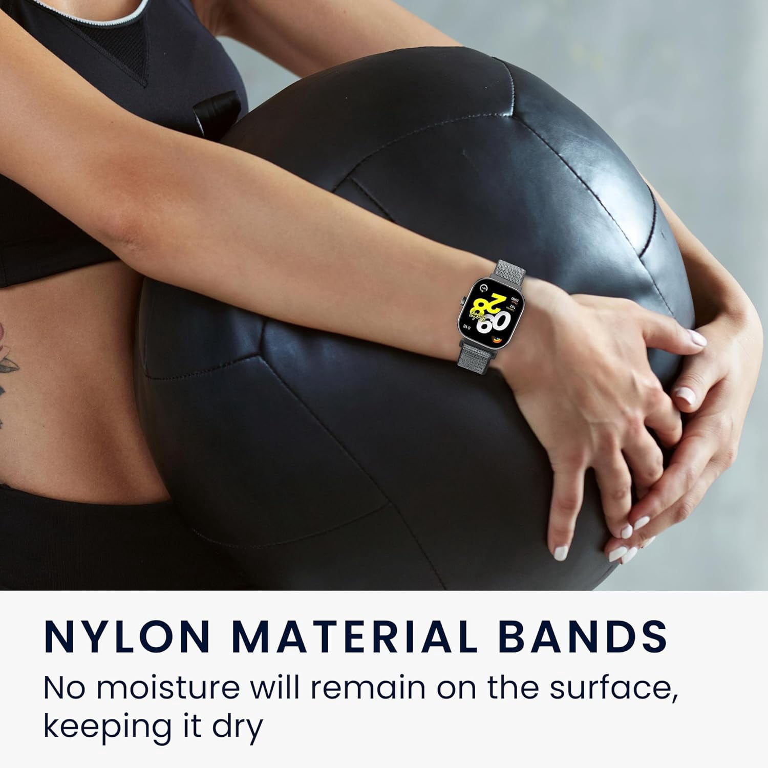 CRKMGS-Smartwatch Band Compatible with Xiaomi Redmi Watch 4 Strap - 2x TPU SIlicone and Nylon Straps - Black/Dark Grey