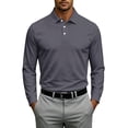 thumbnail image 2 of Mens Polo Shirts Long Sleeve Collared Button Down Solid Color Golf Shirts Daily Basic Shirts, 2 of 8
