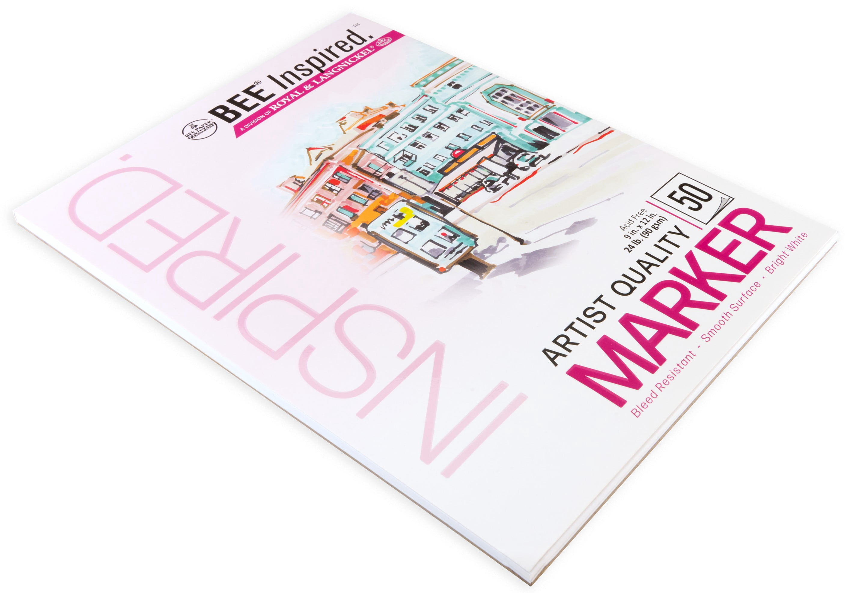 Bee Paper - Bee Inspired 9"x12" Marker Paper Pad, 50 Sheets, Top Tape, 24lb. 90GSM