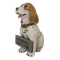 thumbnail image 2 of Tan And White English Cocker Spaniel Dog With Welcome Jingle Collar Sign Statue, 2 of 9