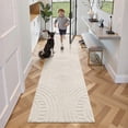 thumbnail image 3 of MeyJey 2'x8' Runner Rug for Hallways, Non Slip Modern Jacquard Textured Rugs Soft Geometric Rug for Entryway Bathroom Laundry Dorm, Beige, 3 of 15