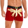 thumbnail image 4 of Zaldita Mens Christmas Santa Boxer Briefs Holiday Velvet Bowknot Underwear Trunks Shorts Underpants Red M, 4 of 7