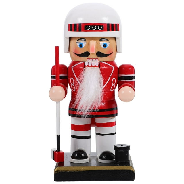 CIMAXIC christmas nutcracker Hockey Style Player Traditional Wooden Nutcracker For Christmas Table Centerpiece Christmas Decor,5.91"X2.76"X2.76"