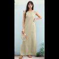 thumbnail image 4 of Vestido Maxi de Verano para Mujer, Informal, Holgado, con Abertura, Sin Arrugas, con Cuello Redondo y Bolsillos 2025, Color Caqui, XXL, 4 of 9