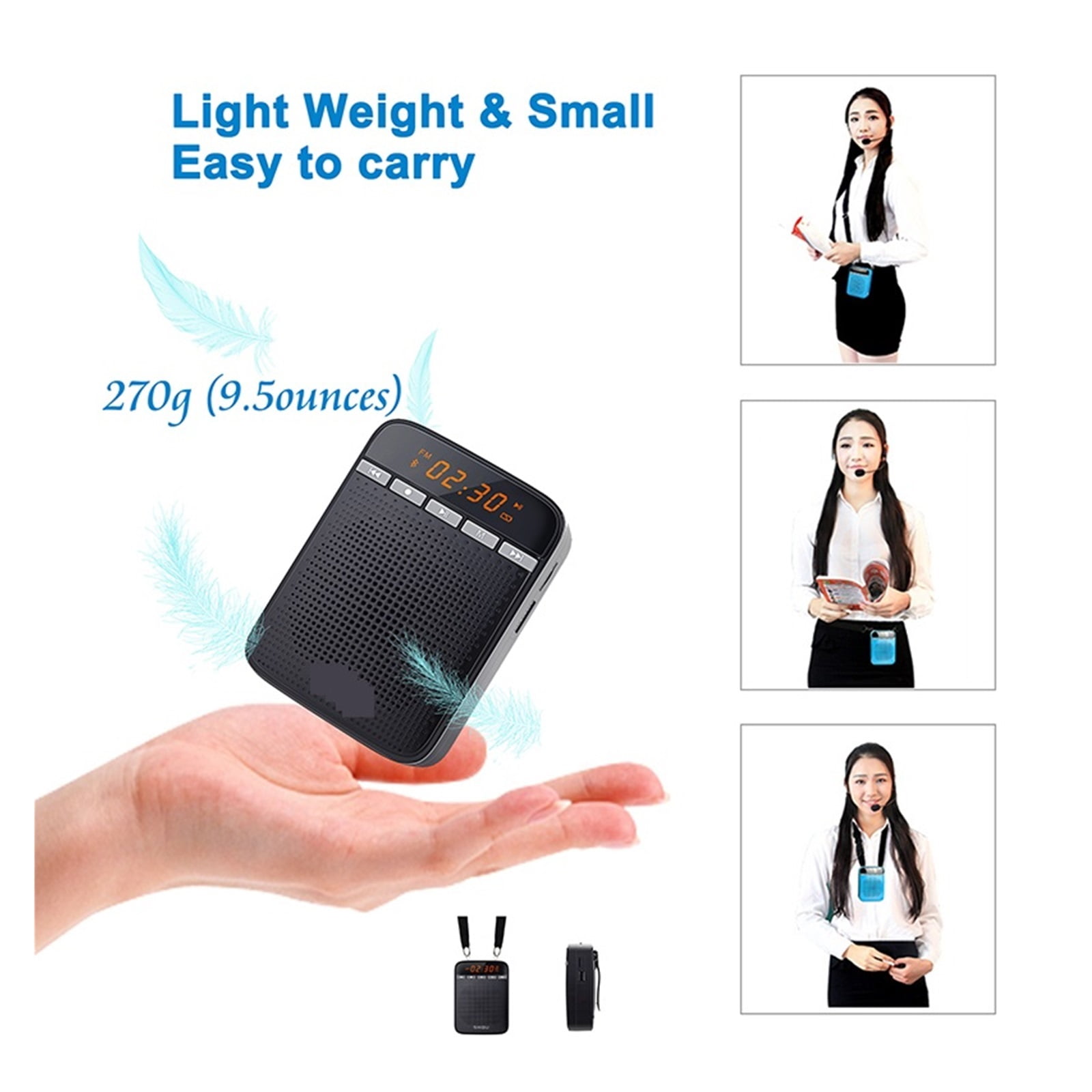 10W Voice Amplifier For Teachers Megaphone AUX Audio Sound Speaker Recording FM Radio With Wired Microphone Tour Guide ,Powerful&Original Sound