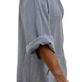 thumbnail image 4 of Men's Long Sleeve Robe Roll Up Long Sleeve Linen Side Split Kaftan Thobe with Pockets Long Gown Casual Shirt, 4 of 7