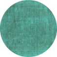 thumbnail image 1 of Ahgly Company Machine Washable Indoor Round Oriental Turquoise Blue Industrial Area Rugs, 3' Round, 1 of 4