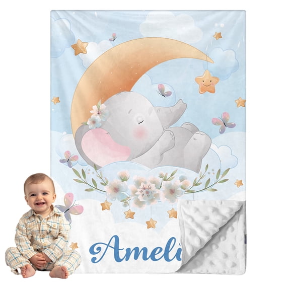 KAINSY Custom Blankets for Boys Personalized Baby Bed Throw Blanket Swaddle Boy Gifts for Baby Shower Birthday, Customized Baby Double Layer Blanket for Kids Toddler New Mom(30"x40" for Baby)