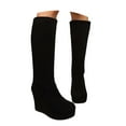 thumbnail image 3 of KANG Retro Mid Calf Boots Slip On Round Toe Chunky Low Heel Casual Comfortable Walking Footwear For Daily Outfits Black 36, 3 of 9