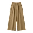 thumbnail image 5 of Tbopshirt Cargo Pants Women Pants for Women Solid Color Elastic Waist Multi-Pocket Wide Leg Cargo Pants,Khaki,S-XXL, 5 of 5