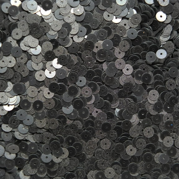 Black Sequins 6mm Opaque Texture Made in USA