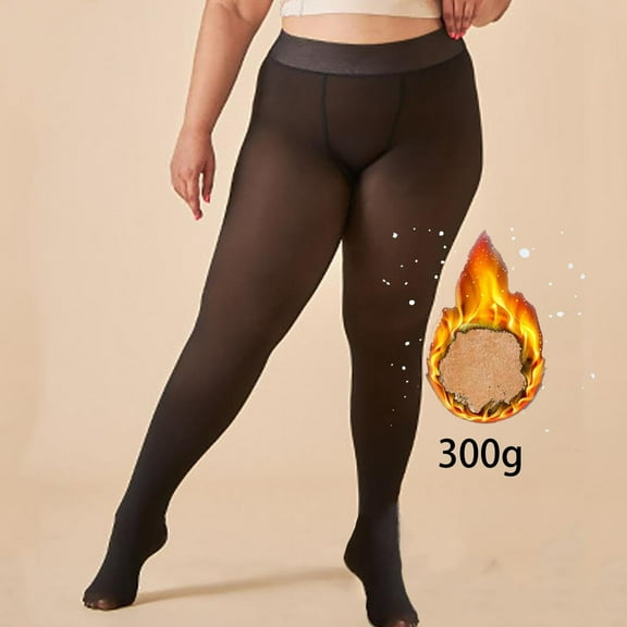 Aloohaidyvio Tights Fleece Lined Tights for Women, Warm Fake Sheer Pantyhose Leggings Thick Translucent Thermal Stockings Black