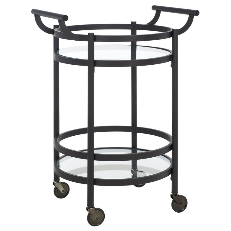 Safavieh Gray Metal Base with Glass Top Kitchen Cart (23.8-in x 19.9-in x 34-in) Safavieh Gray Metal Base with Glass Top Kitchen Cart (23.8-in x 19.9-in x 34-in)