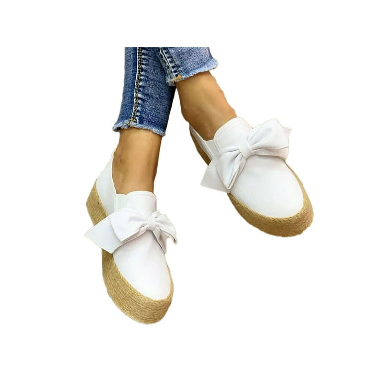 Women Breathable Slip On Flats Casual Comfy Platform Espadrille Shoes