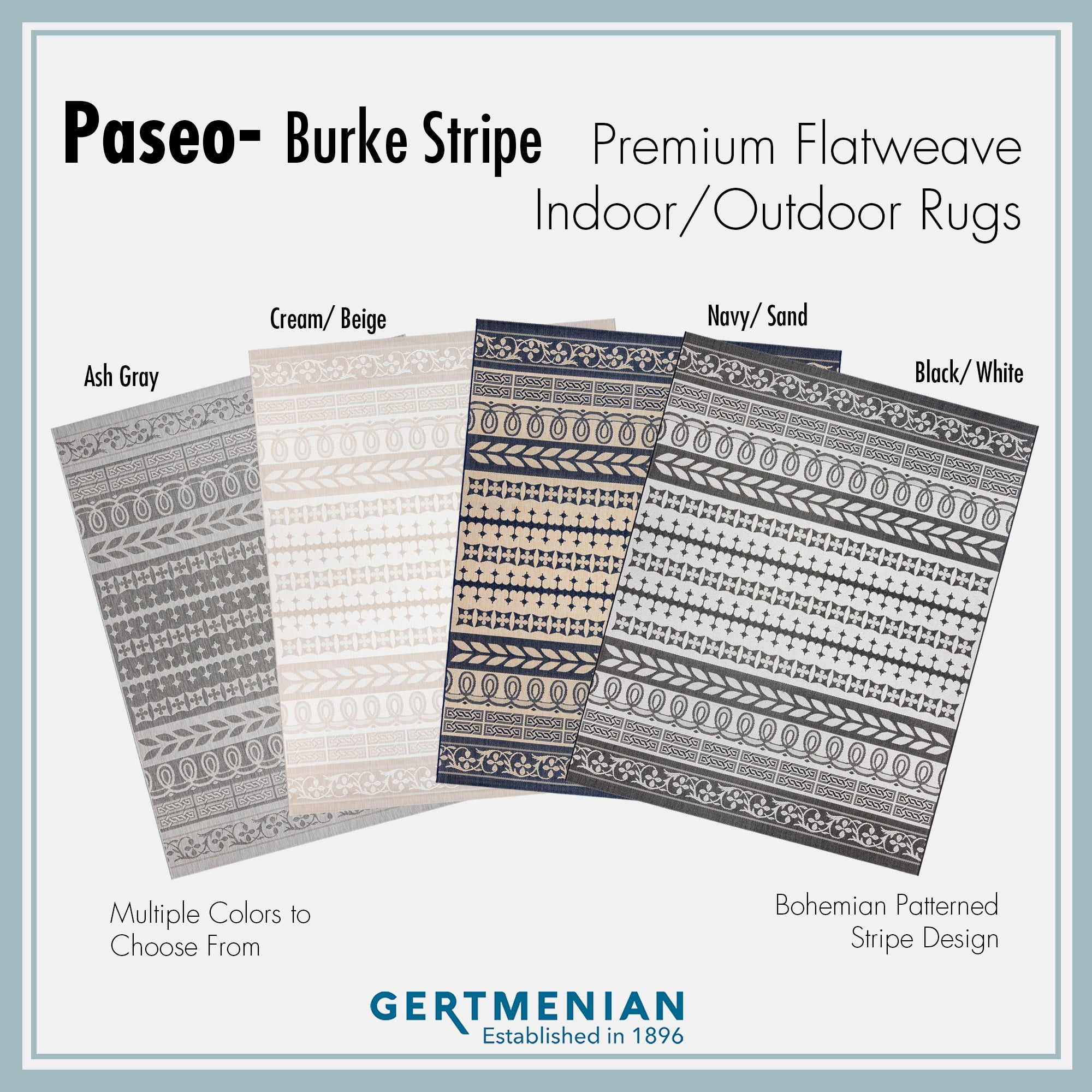 Gertmenian Paseo Burke Stripe Bohemian Striped Black/ White Area Rug, 5x8