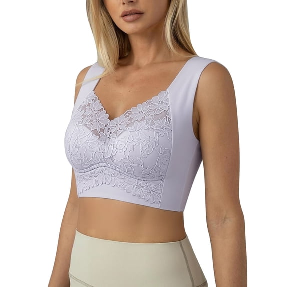 Lace Bralettes for Women High Support Backless Seamless Bra Wireless Push Up Rosy Lift Bras Posture Correcting Bra Ice Silk No Underwire Bras Full Coverage Lifting & Shaping Bras for Women Blue 36