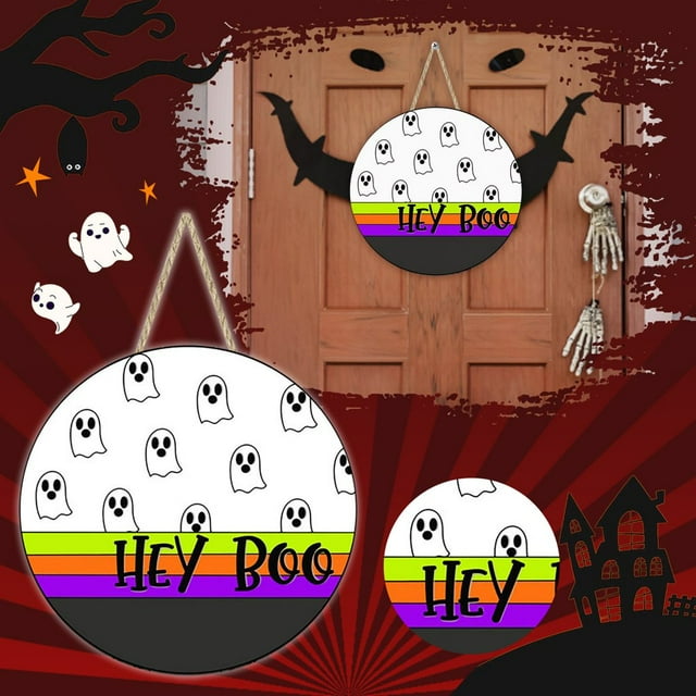 Halloween Decorative Ornament Wooden Happy Halloween Door Hanging Sign