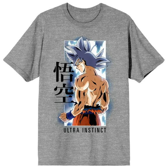 Dragon Ball Super Ultra Instinct Goku Kanji Adult Athletic Heather Crew Neck Short Sleeve T-shirt-Medium