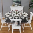 thumbnail image 2 of Black Geometric Triangle Arrow Pattern Round Tablecloth 60"x60",Wrinkle Wipeable Table Cloth for Kitchen Dining Room Picnic Patio Party, 2 of 6