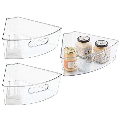 kitchen cabinet storage lazy susan mdesign kitchen cabinet plastic lazy susan storage organizer bins with front handle medium pie shaped 1 6 wedge 4 container 3 pack clear kitchen cabinet storage lazy susan mdesign kitchen cabinet plastic lazy susan storage organizer bins with front handle medium pie shaped 1 6 wedge 4 container 3 pack clear