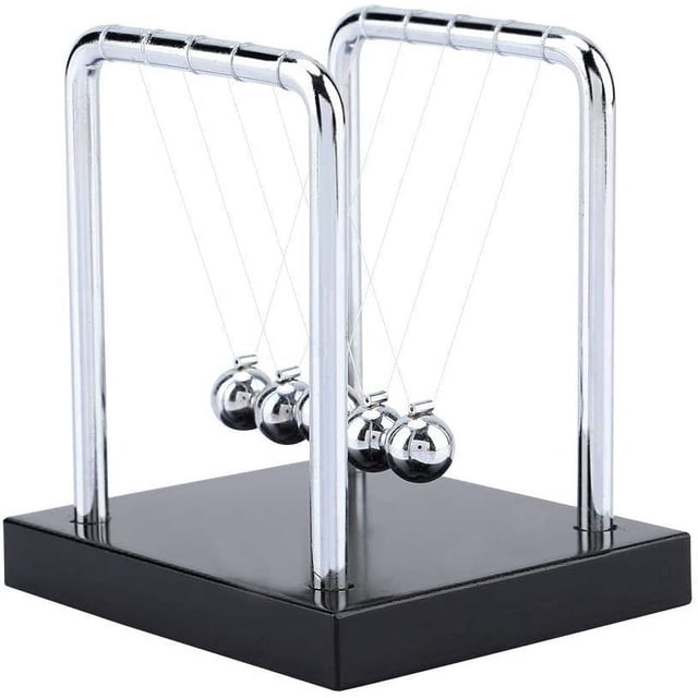 Péndulo de Newton, péndulo de lanzamiento de peso clásico, 5 bolas, decoración física para oficina y escritorio, péndulo de bola, plata, 9 * 7,5 * 9,5 cm Adepaton LF-0083