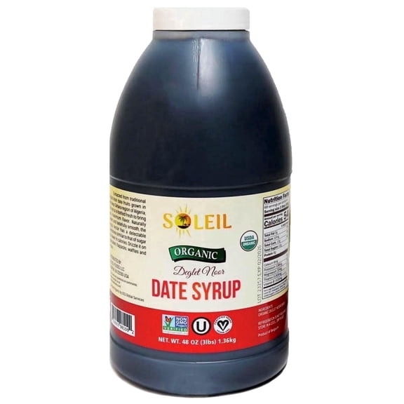 ORGANIC DATE SYRUP Made with100% Deglet Noor dates Certified Organic, NON-GMO, KOSHER. Healthy Natural sweetener with NO added sugars or preservatives, Gluten-free, Vegan, PBA free