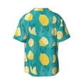 thumbnail image 2 of Vsdgher Lemon Blue Print Men's Wrinkle Free Untucked Cuban Shirt Business Casual Button Down Shirts Short Sleeve Shirt, 2 of 7