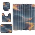 thumbnail image 2 of 4-Piece Bathroom Set with Waterproof Shower Curtain with Non-Slip Bath Mat, U-Shaped Mat & Toilet Lid Cover Beautiful Ionic Cloud, 2 of 8