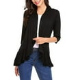 thumbnail image 1 of xiaxaixu Women Spring Autumn Cardigan Tops, 3/4 Sleeve Casual Solid Color Ruffled Hem Thin Tops Coat, 1 of 9