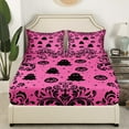 thumbnail image 3 of Manfei Pumpkin Ghost Bed Sheets King,Black Pink King Sheet Sets,Happy Halloween Bedding Sets King Size,Super Cozy Damask Bedroom Decorative,4pcs, 3 of 6