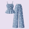 thumbnail image 2 of Bovxnpu Girls Summer Clothing Sets Girls Bow Graphic Tank Top Elastic Waist Wide Leg Pants Sweet Outfit Set, 2 of 4