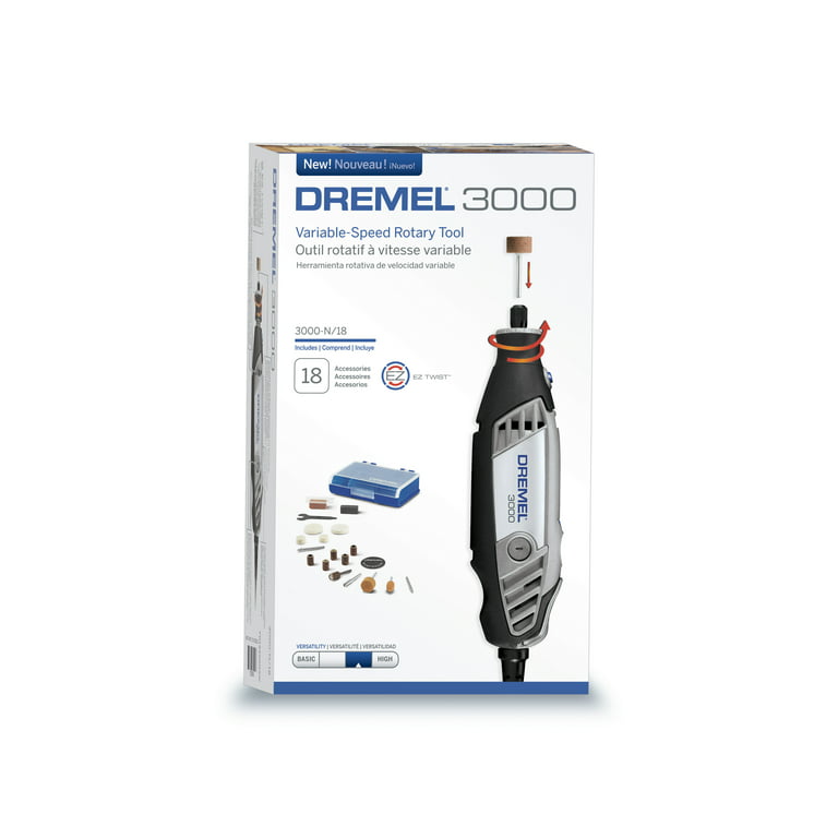 Dremel 3000-N/18 Variable Speed Rotary Tool with EZ Twist™ Nose Cap, 18  Accessories