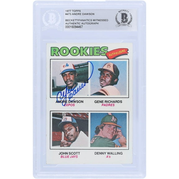 Andre Dawson Montreal Expos Autographed 1977 Topps Series 2 #473 Beckett Fanatics Witnessed Authenticated Rookie Card - Fanatics Authentic Certified