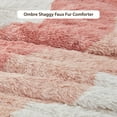 thumbnail image 6 of Intelligent Design Full/Queen Comforter Set, Shaggy Faux Fur Wave Warm Bedding Set, 3-Piece Striped Ombre Design Warm Comforter Bed Set, Blush, 6 of 9