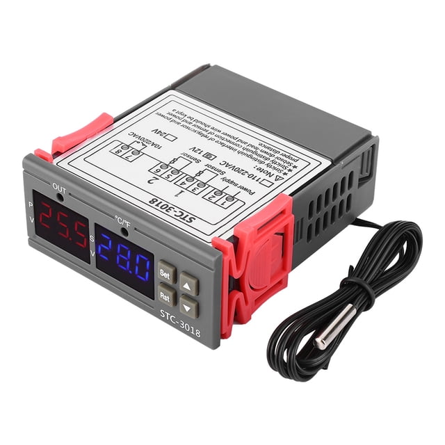 STC-3018 Controlador de Temperatura 12V/24V/110V 220VAC Controlador de Temperatura Digital con Sensor NTC para Conmutación Automática de Dispositivos de Refrigeración y ANGGREK Otros