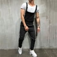 thumbnail image 5 of Jacenvly Cargo Pants for Men Long Cargo Pants High Waisted Pocket Plain Mens Pants Washed Bib Overalls Casual Ripped Jumpsuits Rompers, 5 of 9