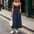 thumbnail image 2 of Plus Size Fashion Women Summer Dresses 2026 Casual Solid Color Loose Sleeveless V-neck Double Pocket Dress S-2XL, 2 of 9