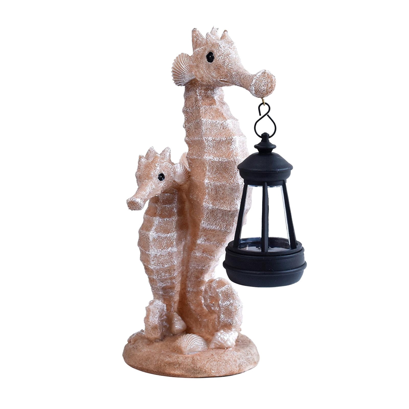 koolsoo Solar Powered Light Ornaments, Seahorse Sculpture, Solar Lantern, Cute Garden Statue, Resin Figurine for Gardening, Outdoor Gift, Gift in